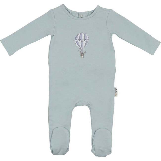 Air Balloon Footie and Beanie Set, Baby Blue