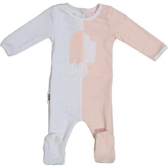 Whimsical Shape Footie, Peach & White