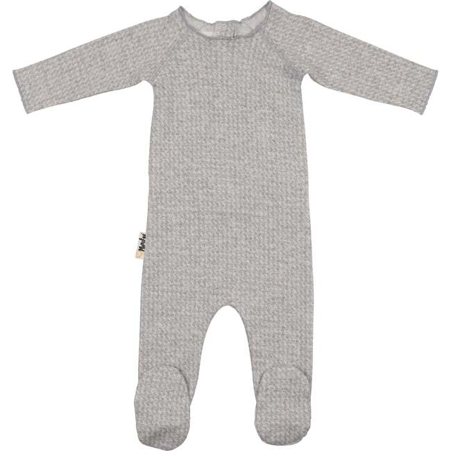 Wave Stripe Footie, Heather Grey