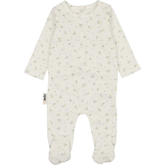 Sweet Rose Print Footie, Blue