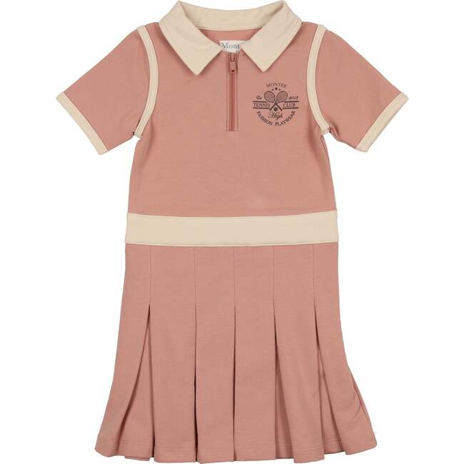 Tennis Club Short Sleeve Dress, Mauve - Dresses - 1