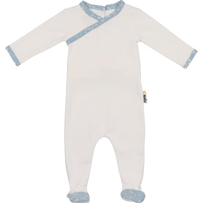 Speckled Wrap Footie, White & Powder Blue