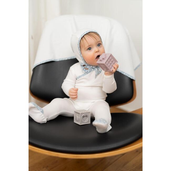 Speckled Wrap Footie, White & Powder Blue