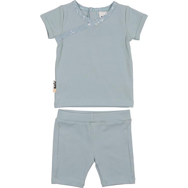 Speckled Wrap Top & Short Set, Powder Blue