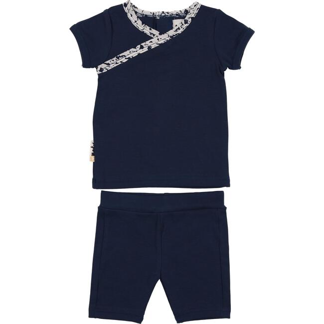 Speckled Wrap Top & Short Set, Deep Blue