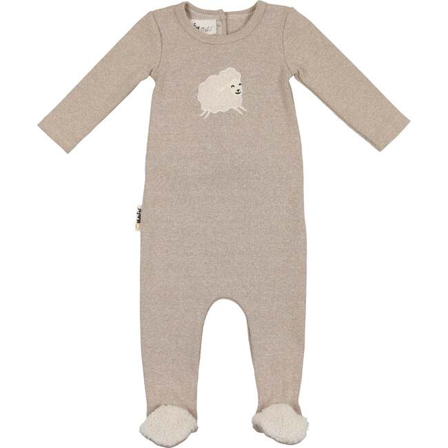 Sleepy Sheep Footie, Taupe Heather - Footie Pajamas - 1