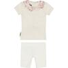 Scalloped Collar 2-Piece Set, White & Blush - Mixed Apparel Set - 1 - thumbnail