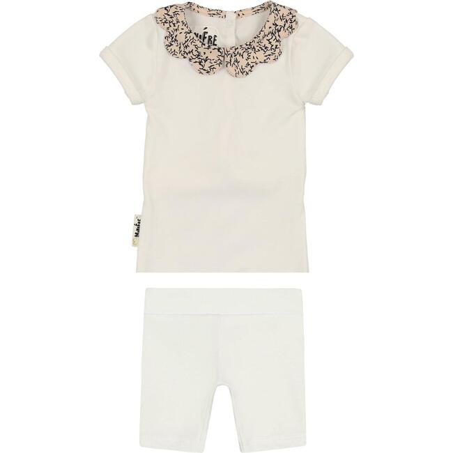 Scalloped Collar 2-Piece Set, White & Navy