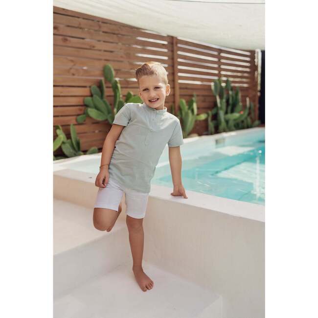 Smocked Floral Boys Shirt, Mint