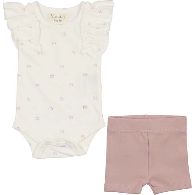 Ruffle Onesie & Short Set, Crown & Berry