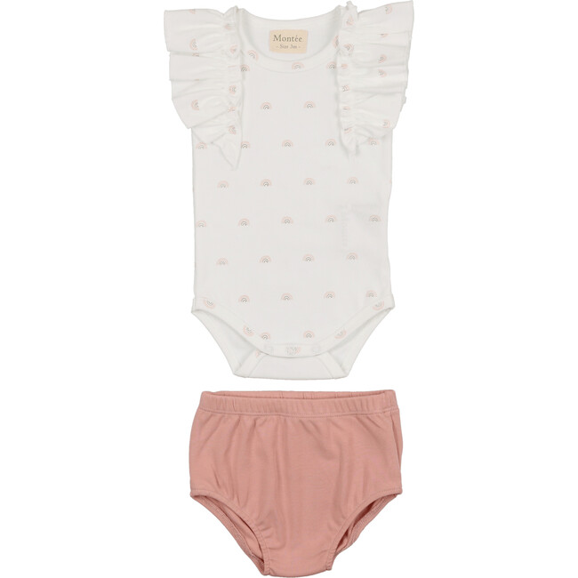 Ruffle Onesie & Bloomers Set, Salmon