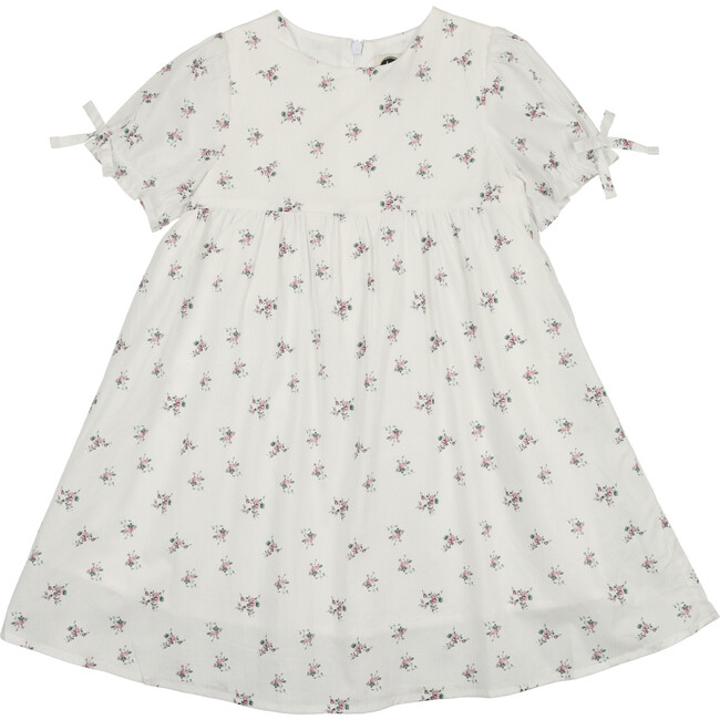 Rose Dot Short Sleeve Dress, White