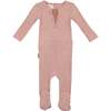 Ribbed Henley Footie, Mauve - Footie Pajamas - 1 - thumbnail