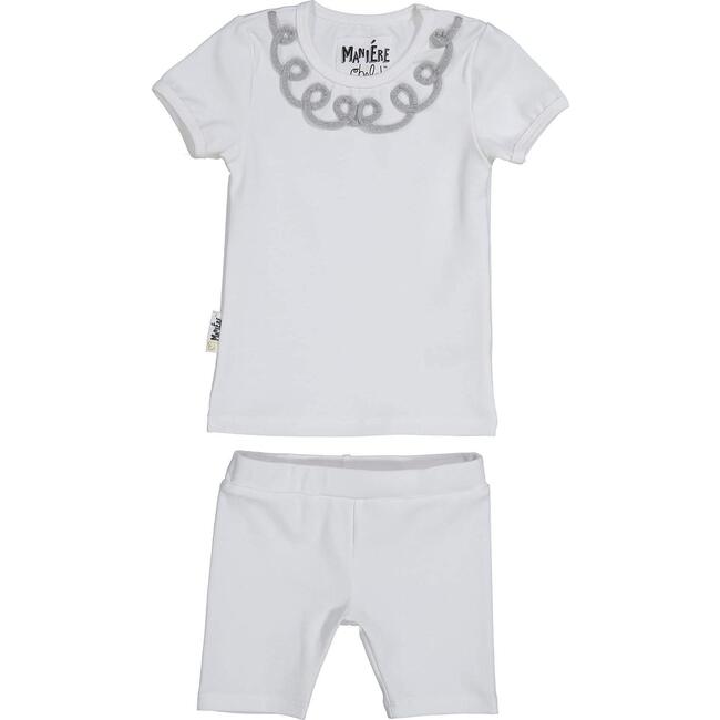 Soutache Design 2-Piece Top & Short Set, Silver