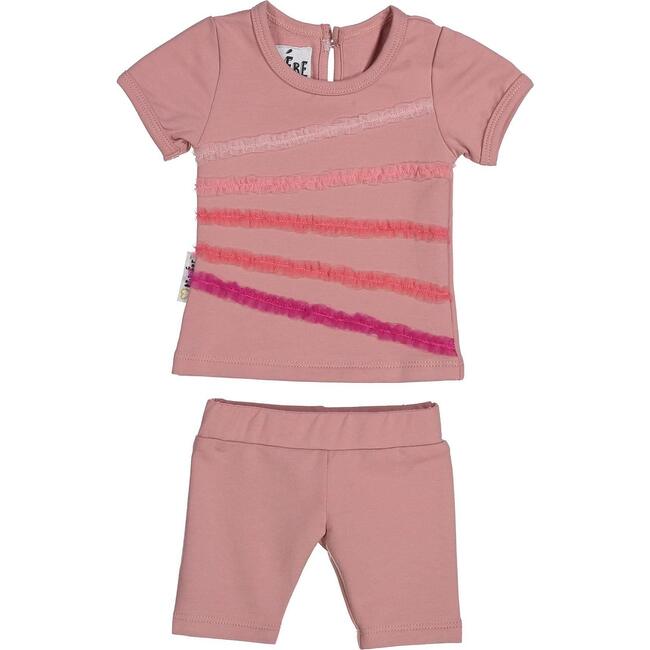 Rainbow Tulle 2-Piece Top & Short Set, Mauve