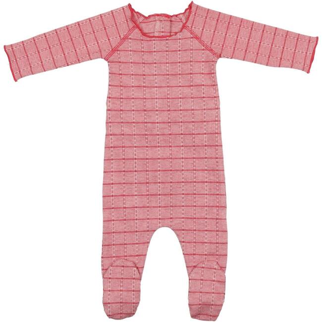 Raglan Sleeve Striped Footie, Strawberry