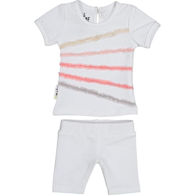 Rainbow Tulle 2-Piece Top & Short Set, White