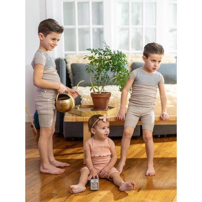 Speckled Smocked Top & Short Set, Salmon