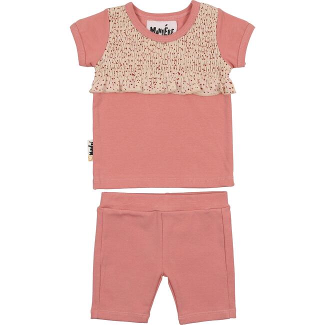 Speckled Smocked Top & Short Set, Rose