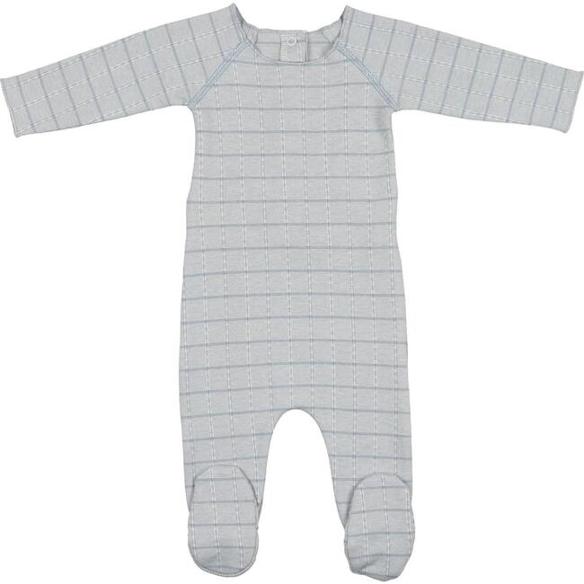 Raglan Sleeve Striped Footie, Denim Blue