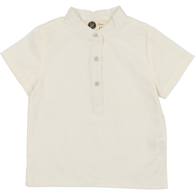 Smocked Floral Boys Shirt, White
