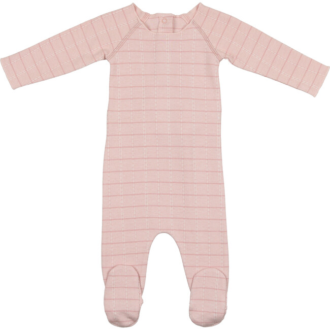 Raglan Sleeve Striped Footie, Pale Pink