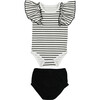 Ruffle Sleeve Striped Top With Bloomer, Black - Onesies - 1 - thumbnail
