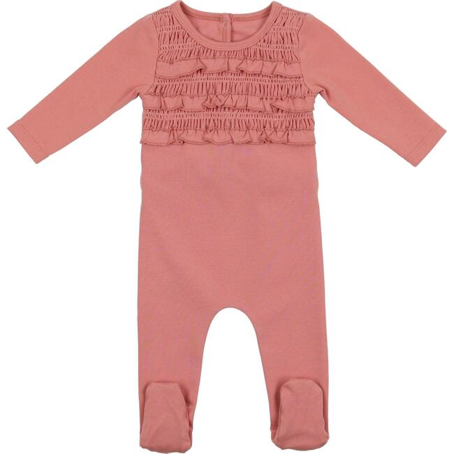 Ruffle Ruched Footie, Rose