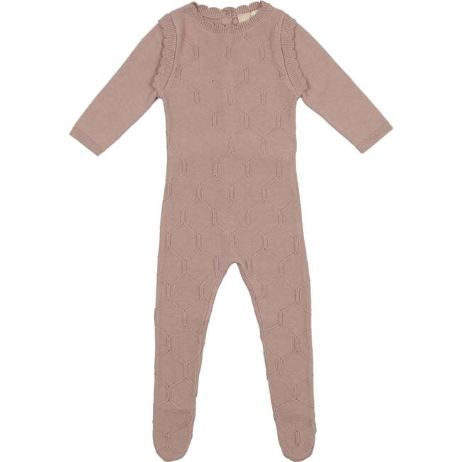 Honeycomb Knit Scallop Footie, Mauve