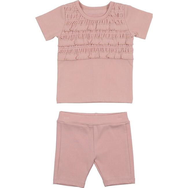 Ruffle Ruched Top & Short Set, Mauve