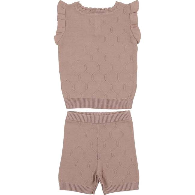 Honeycomb Knit Scallop 2-Piece Top & Short Set, Mauve
