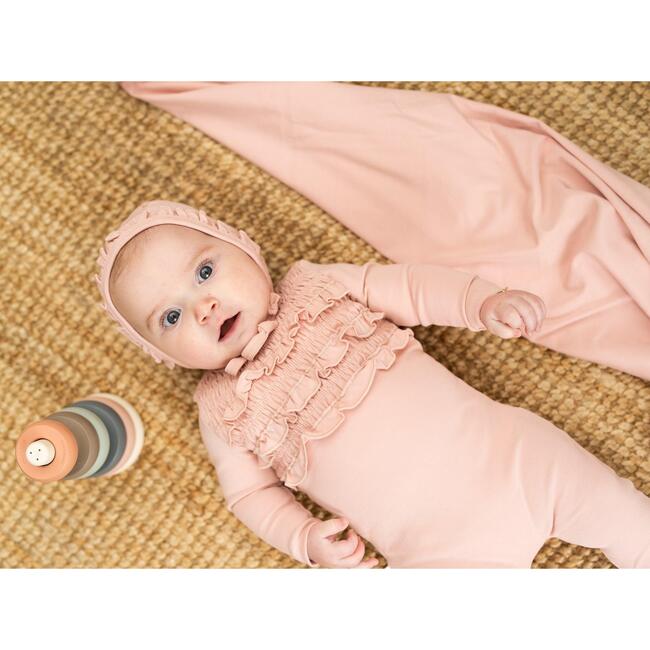 Ruffle Ruched Footie, Rose - Footie Pajamas - 2
