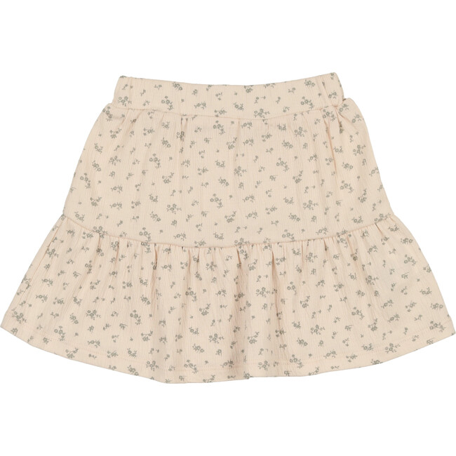 Printed Gauze Tired Ruffle Hem Short Skirt, Sage