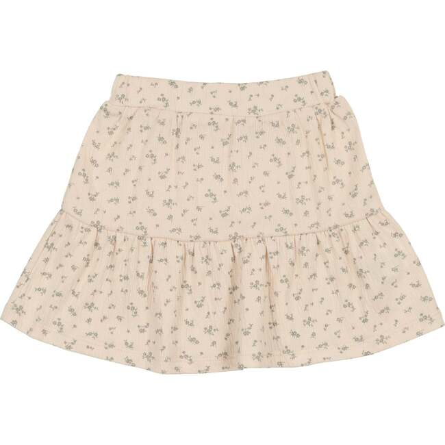 Printed Gauze Tired Ruffle Hem Short Skirt, Mauve