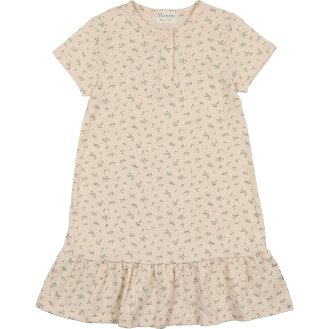 Printed Gauze Short Sleeve Dress, Sage