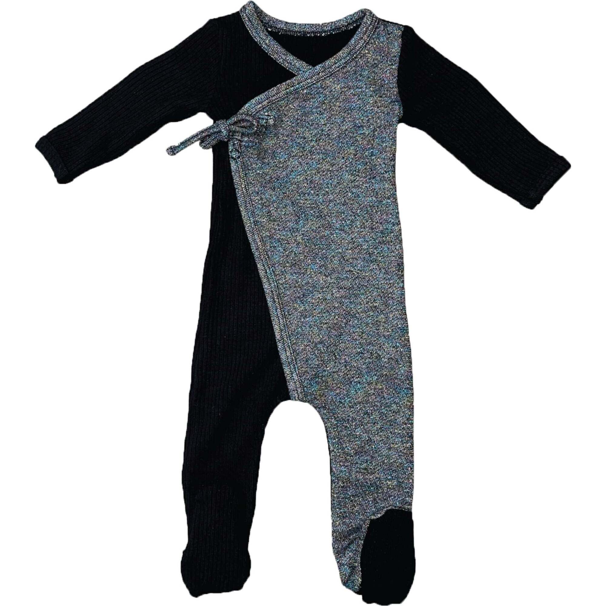 Lurex Wrap Footie, Black & Multicolors - Footie Pajamas - 1