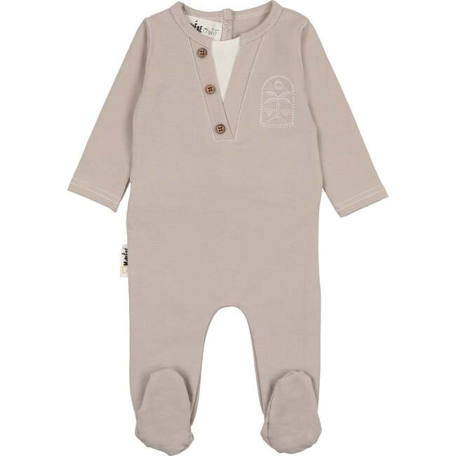 Island Print Henley Footie, Sand