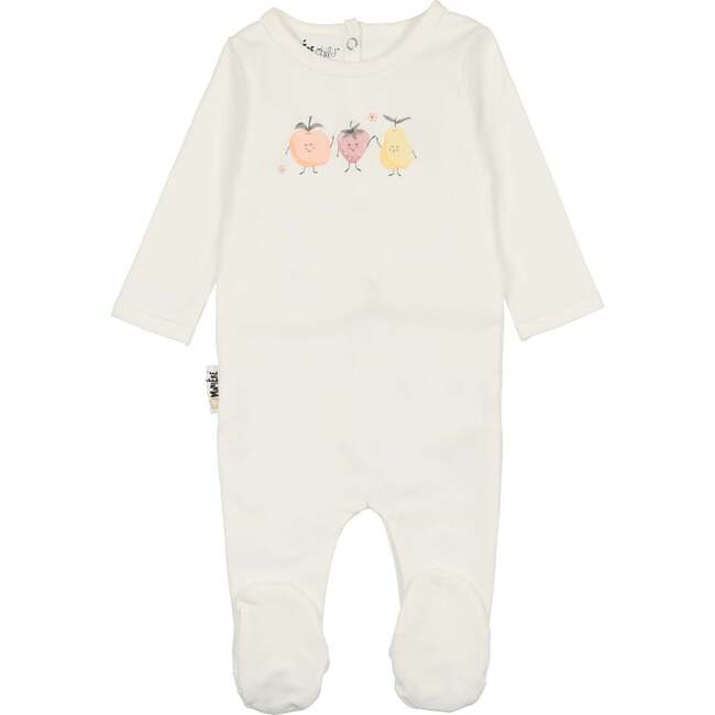 Fruity Friends Print Footie, White
