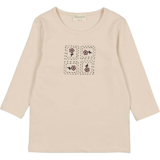 Girls Boxy Belt Bag 3-Quarter Sleeve Shirt, Sand