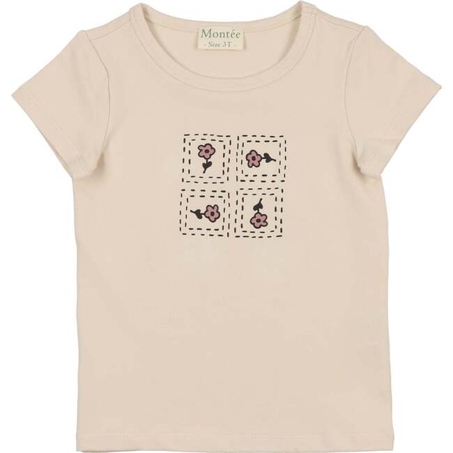 Girls Boxy Belt Bag Short Sleeve Shirt, Sand