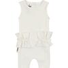 Frilled Waist Romper, White - Onesies - 1 - thumbnail