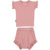 Frilled Sleeve Top & Short Set, Rose - Mixed Apparel Set - 1 - thumbnail