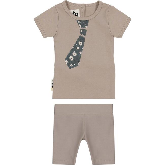 Fly Away Tie 2-Piece Top & Short Set, Grey
