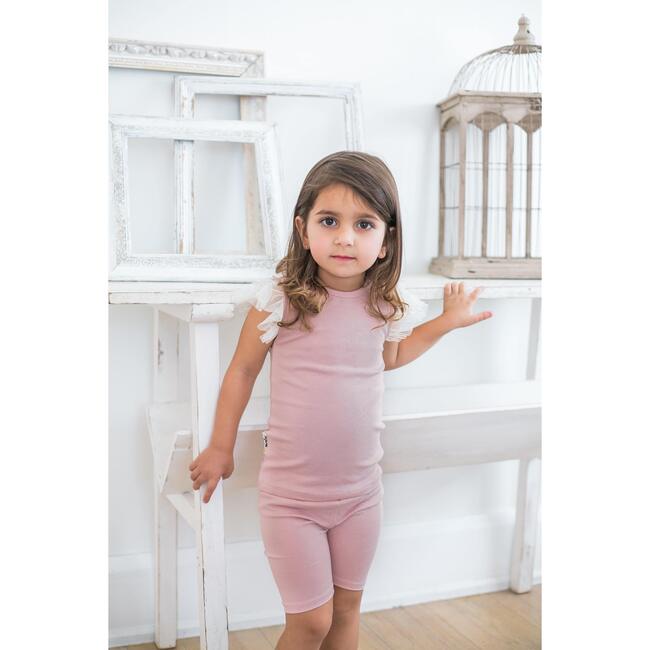 Glitter Mesh 2-Piece Top & Short Set, Mauve - Mixed Apparel Set - 4