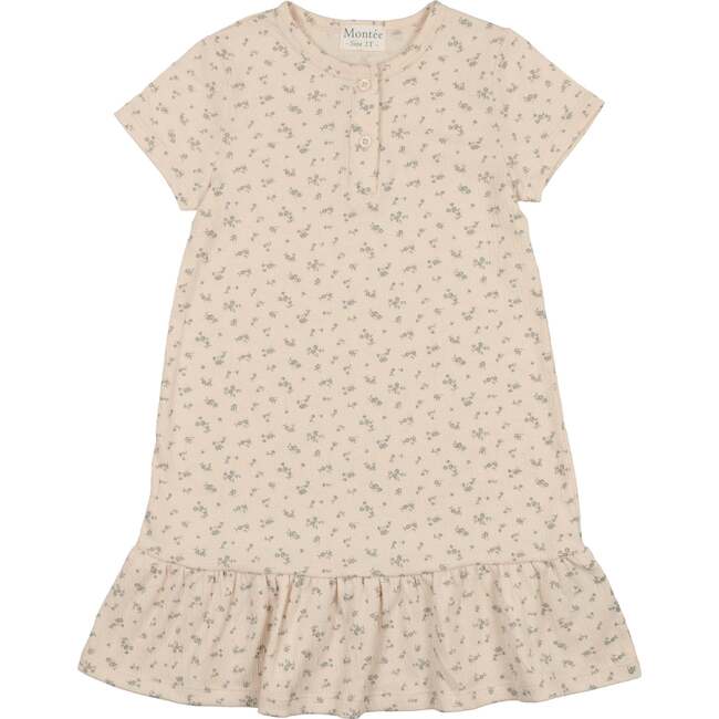 Printed Gauze Short Sleeve Dress, Mauve