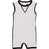 Piped Ribbed Romper, White - Onesies - 1 - thumbnail