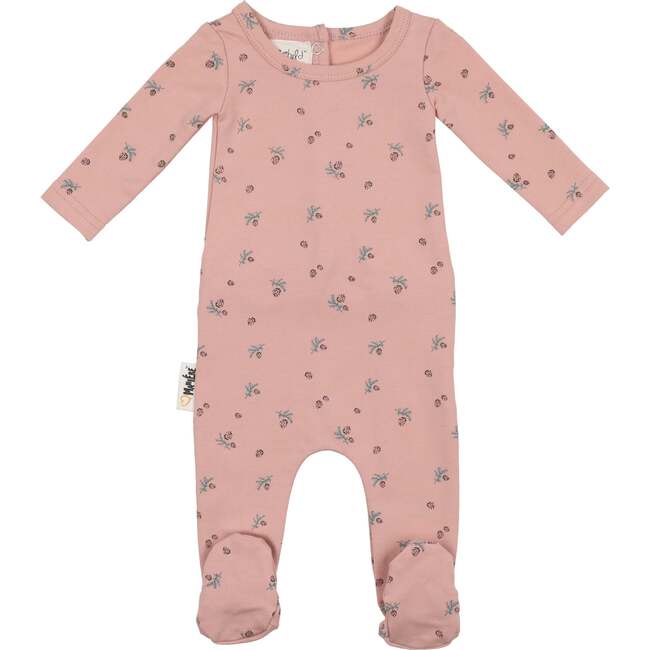 Pine Cone Print Footie, Mauve - Footie Pajamas - 1