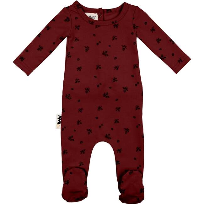Pine Cone Print Footie, Maroon