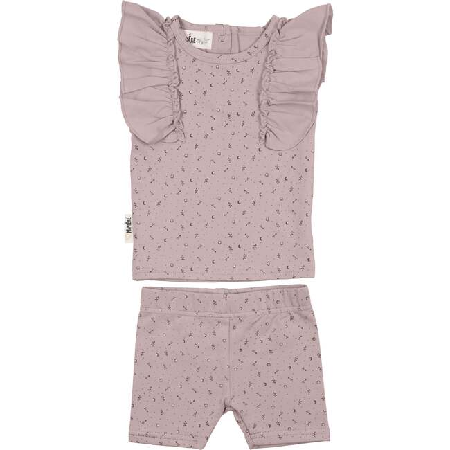 Petals & Polka Dots 2-Piece Top & Short Set, Mauve