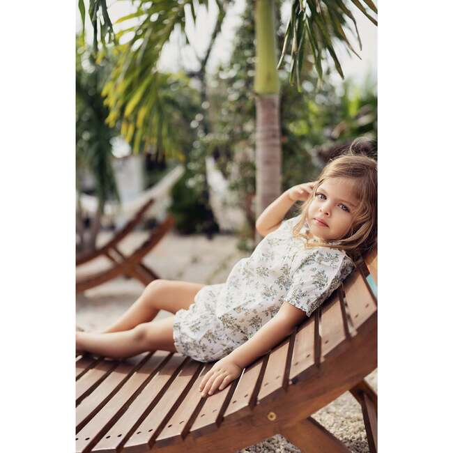 Girls Smocked Floral Top & Short Set, White - Mixed Apparel Set - 2